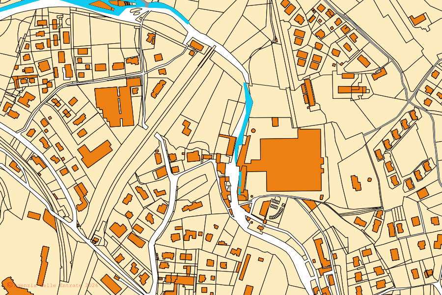 Mappa catastale del centro di Merone: particelle e fabbricati, cartografia Agenzia delle Entrate