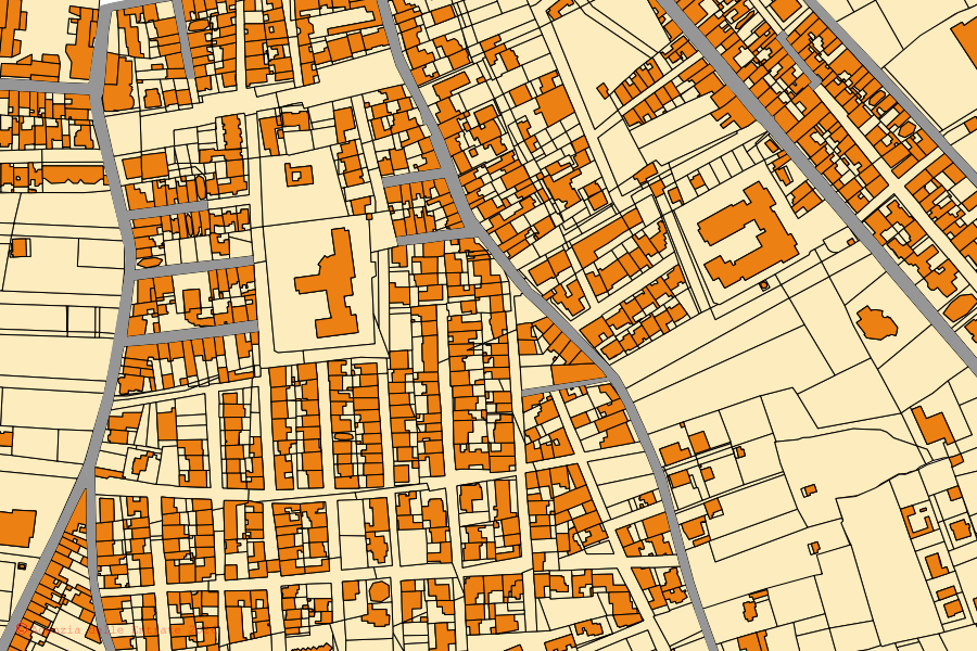 Mappa catastale del centro di Mesagne: particelle e fabbricati, cartografia Agenzia delle Entrate