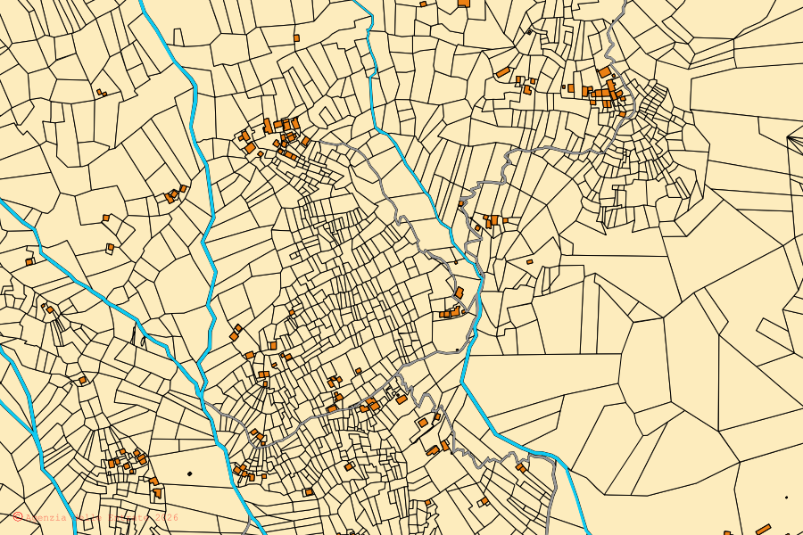 Mappa catastale del centro di Mese: particelle e fabbricati, cartografia Agenzia delle Entrate