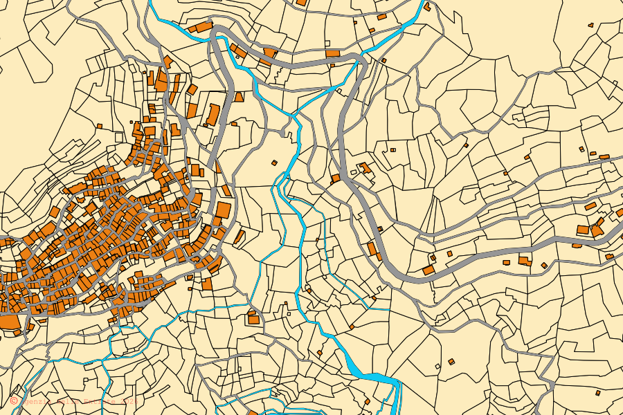 Mappa catastale del centro di Messina: particelle e fabbricati, cartografia Agenzia delle Entrate