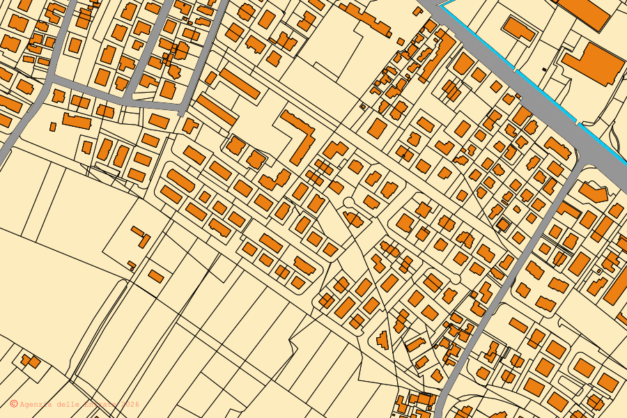 Mappa catastale del centro di Mestrino: particelle e fabbricati, cartografia Agenzia delle Entrate