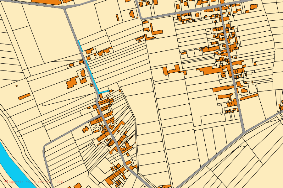 Mappa catastale del centro di Mezzana Bigli: particelle e fabbricati, cartografia Agenzia delle Entrate