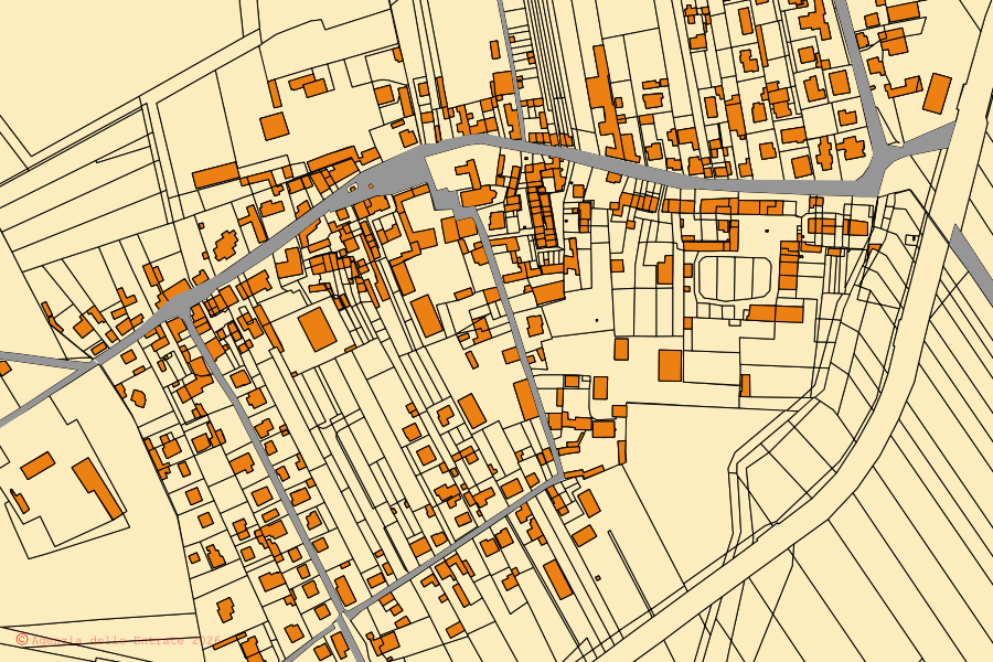 Mappa catastale del centro di Mezzana Rabattone: particelle e fabbricati, cartografia Agenzia delle Entrate