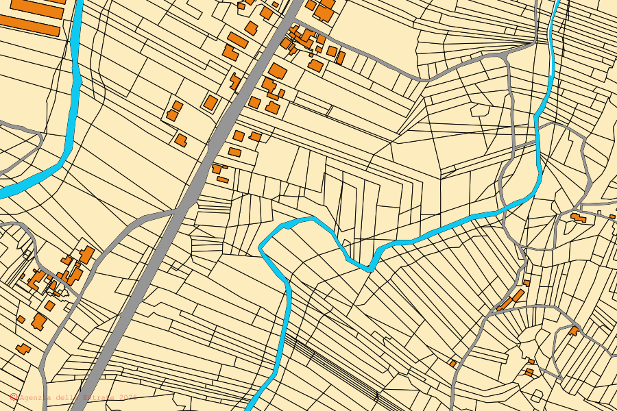 Mappa catastale del centro di Miglianico: particelle e fabbricati, cartografia Agenzia delle Entrate