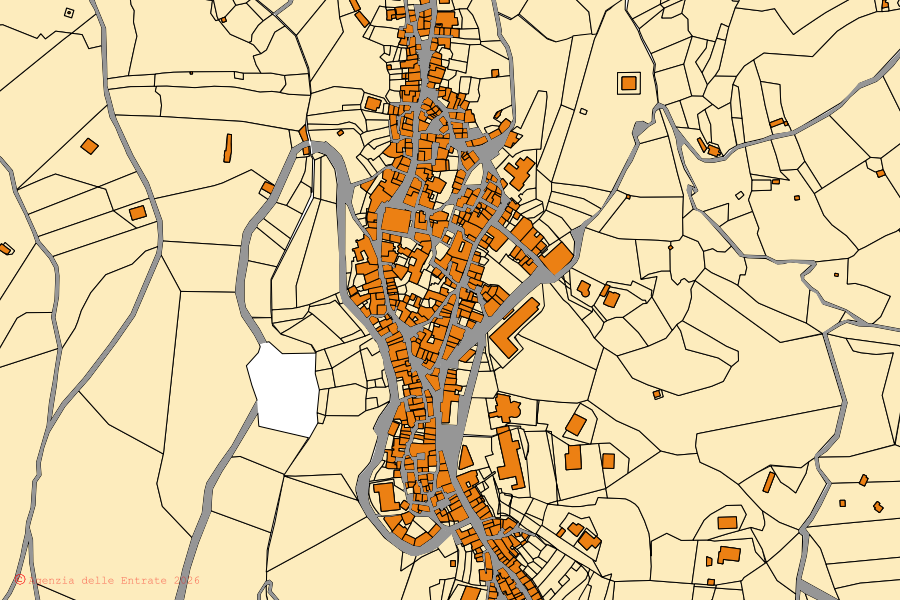 Mappa catastale del centro di Miglierina: particelle e fabbricati, cartografia Agenzia delle Entrate