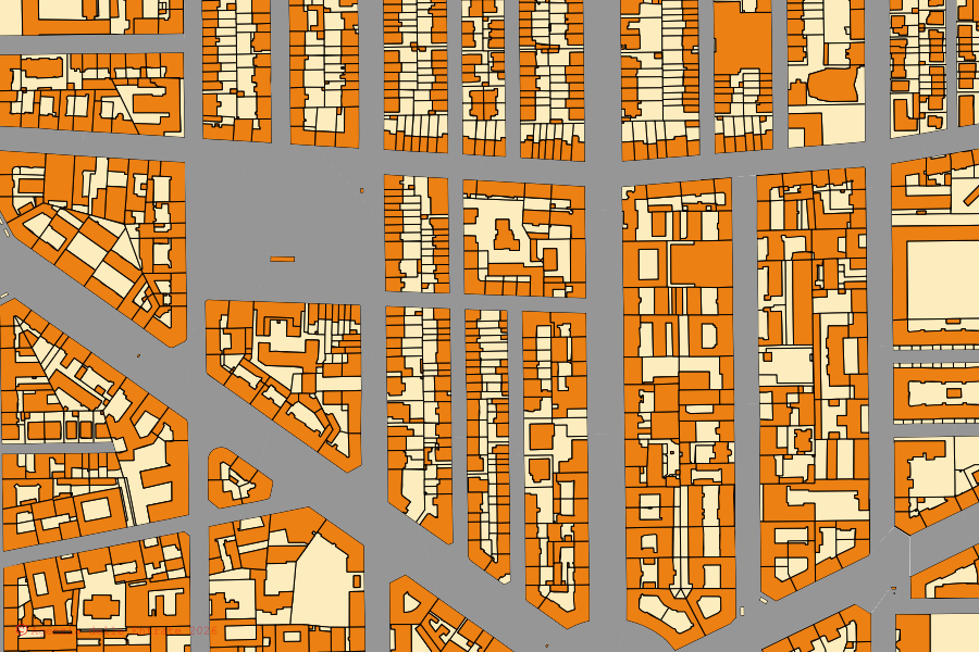 Mappa catastale del centro di Milano: particelle e fabbricati, cartografia Agenzia delle Entrate