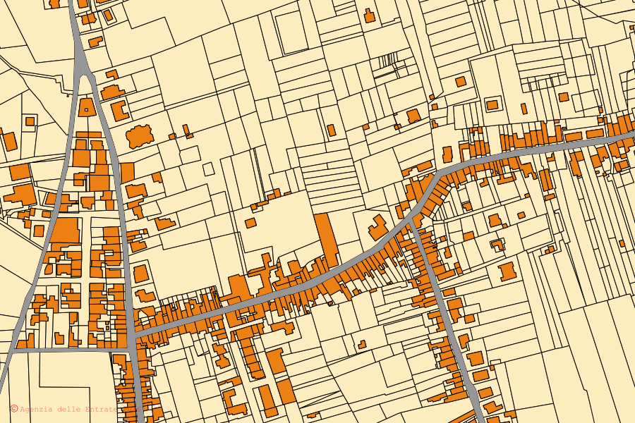 Mappa catastale del centro di Milazzo: particelle e fabbricati, cartografia Agenzia delle Entrate