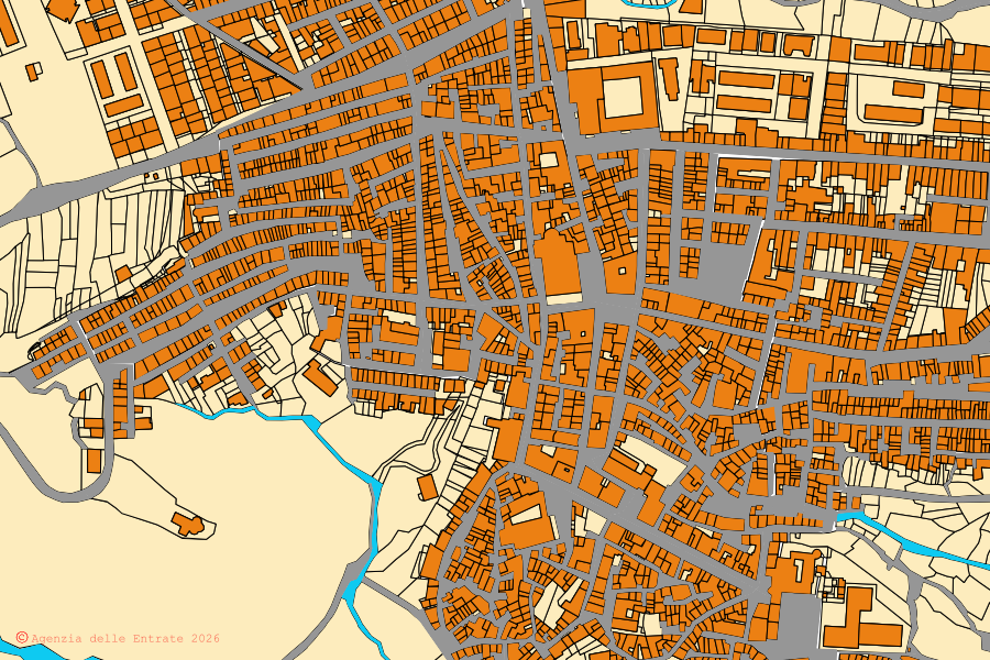 Mappa catastale del centro di Militello in Val di Catania: particelle e fabbricati, cartografia Agenzia delle Entrate
