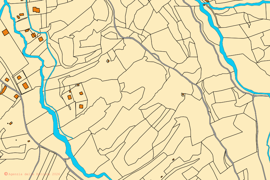 Mappa catastale del centro di Mioglia: particelle e fabbricati, cartografia Agenzia delle Entrate