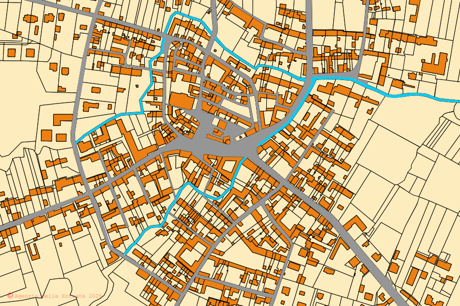 Mappa catastale del centro di Mirabello Monferrato: particelle e fabbricati, cartografia Agenzia delle Entrate