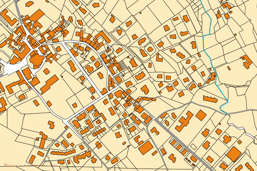 Mappa catastale del centro di Missaglia: particelle e fabbricati, cartografia Agenzia delle Entrate