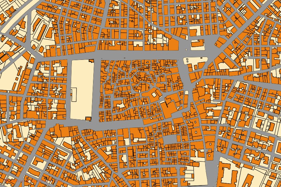 Mappa catastale del centro di Modugno: particelle e fabbricati, cartografia Agenzia delle Entrate