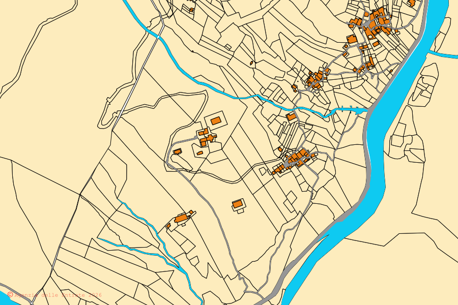 Mappa catastale del centro di Moggio Udinese: particelle e fabbricati, cartografia Agenzia delle Entrate