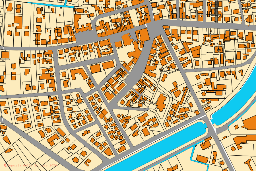 Mappa catastale del centro di Moglia: particelle e fabbricati, cartografia Agenzia delle Entrate