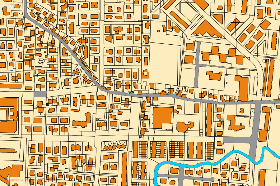 Mappa catastale del centro di Mogliano Veneto: particelle e fabbricati, cartografia Agenzia delle Entrate