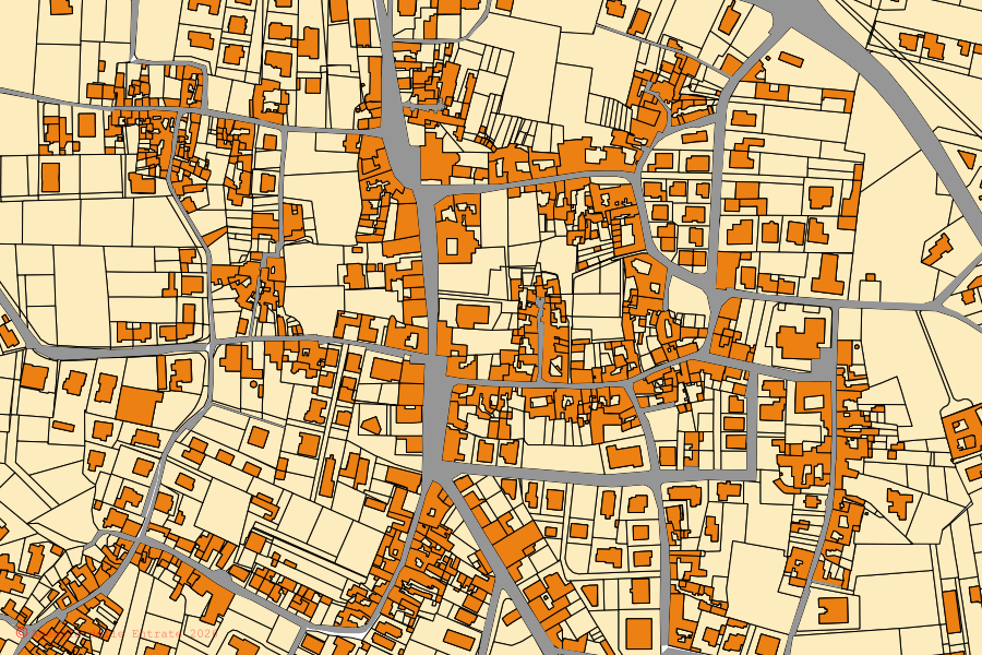 Mappa catastale del centro di Moiano: particelle e fabbricati, cartografia Agenzia delle Entrate