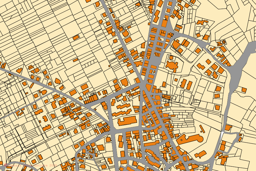 Mappa catastale del centro di Molinara: particelle e fabbricati, cartografia Agenzia delle Entrate