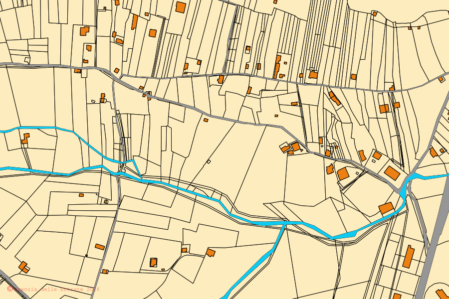 Mappa catastale del centro di Moliterno: particelle e fabbricati, cartografia Agenzia delle Entrate