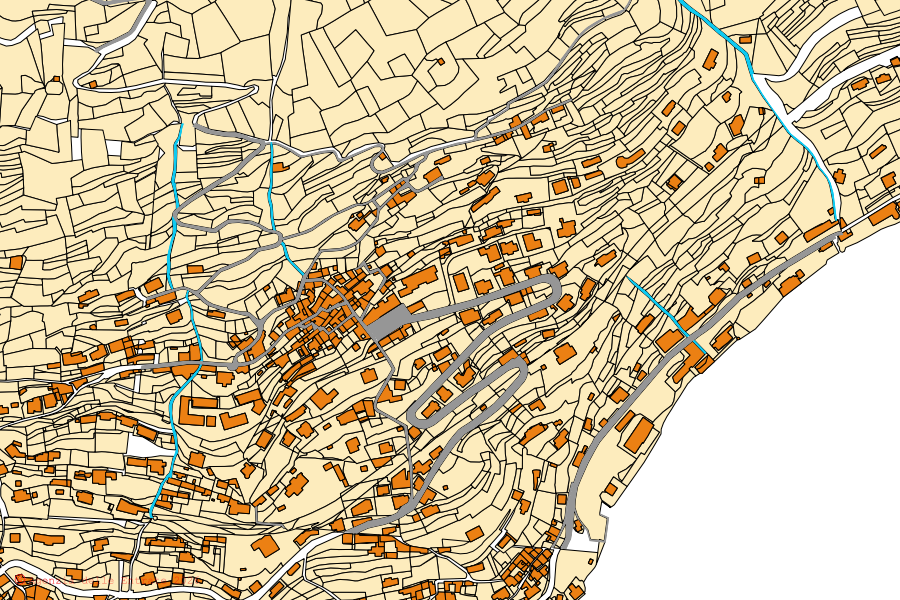 Mappa catastale del centro di Moltrasio: particelle e fabbricati, cartografia Agenzia delle Entrate