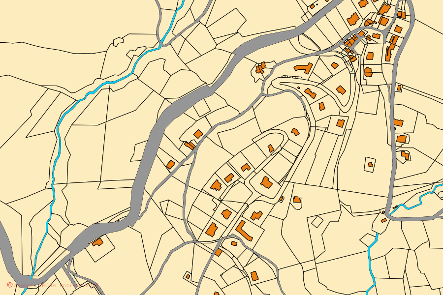 Mappa catastale del centro di Mombaroccio: particelle e fabbricati, cartografia Agenzia delle Entrate