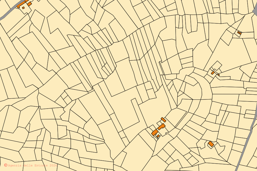 Mappa catastale del centro di Mombercelli: particelle e fabbricati, cartografia Agenzia delle Entrate