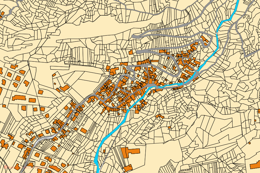 Mappa catastale del centro di Mompantero: particelle e fabbricati, cartografia Agenzia delle Entrate