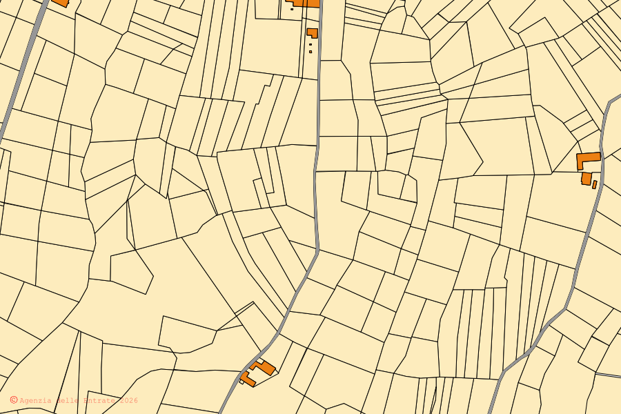 Mappa catastale del centro di Monale: particelle e fabbricati, cartografia Agenzia delle Entrate