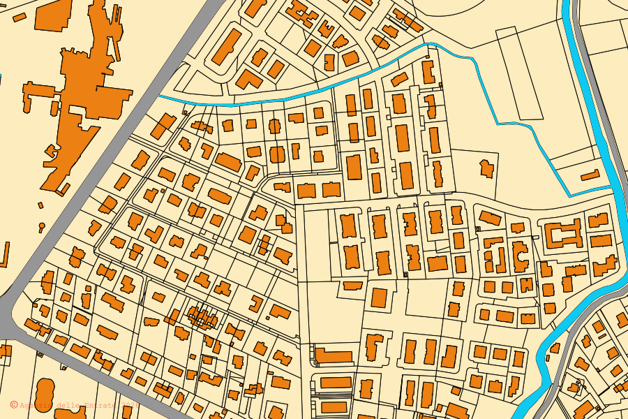 Mappa catastale del centro di Monastier di Treviso: particelle e fabbricati, cartografia Agenzia delle Entrate