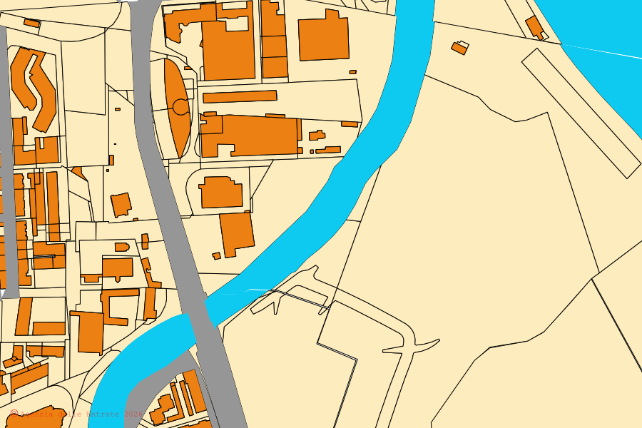 Mappa catastale del centro di Moncalieri: particelle e fabbricati, cartografia Agenzia delle Entrate