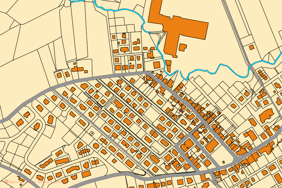 Mappa catastale del centro di Mondavio: particelle e fabbricati, cartografia Agenzia delle Entrate