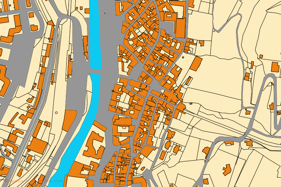Mappa catastale del centro di Mondovì: particelle e fabbricati, cartografia Agenzia delle Entrate