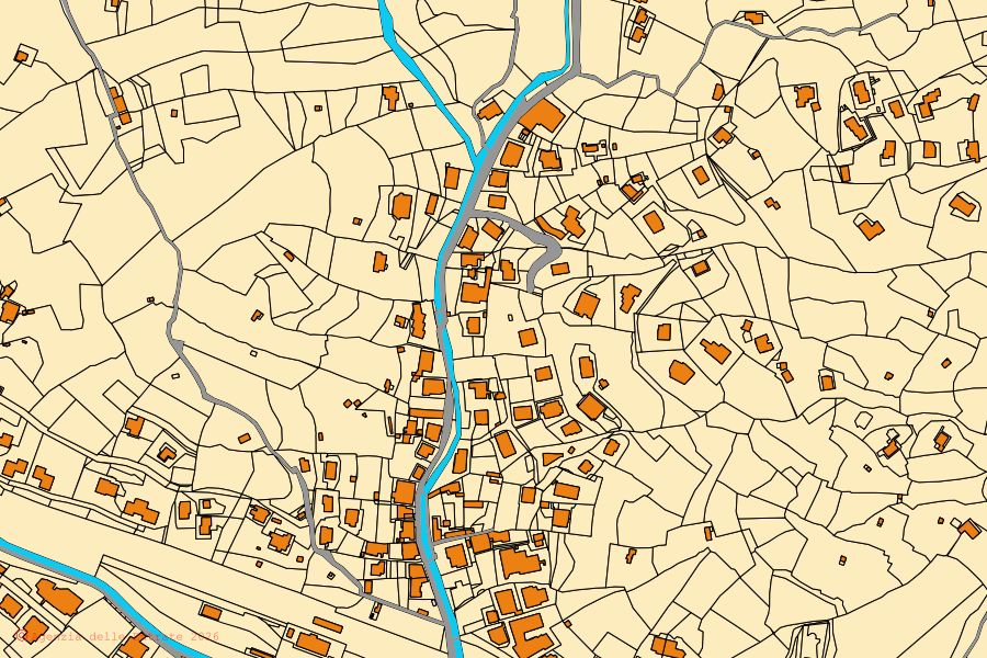 Mappa catastale del centro di Moneglia: particelle e fabbricati, cartografia Agenzia delle Entrate