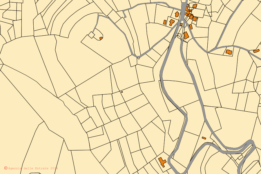 Mappa catastale del centro di Monforte d'Alba: particelle e fabbricati, cartografia Agenzia delle Entrate