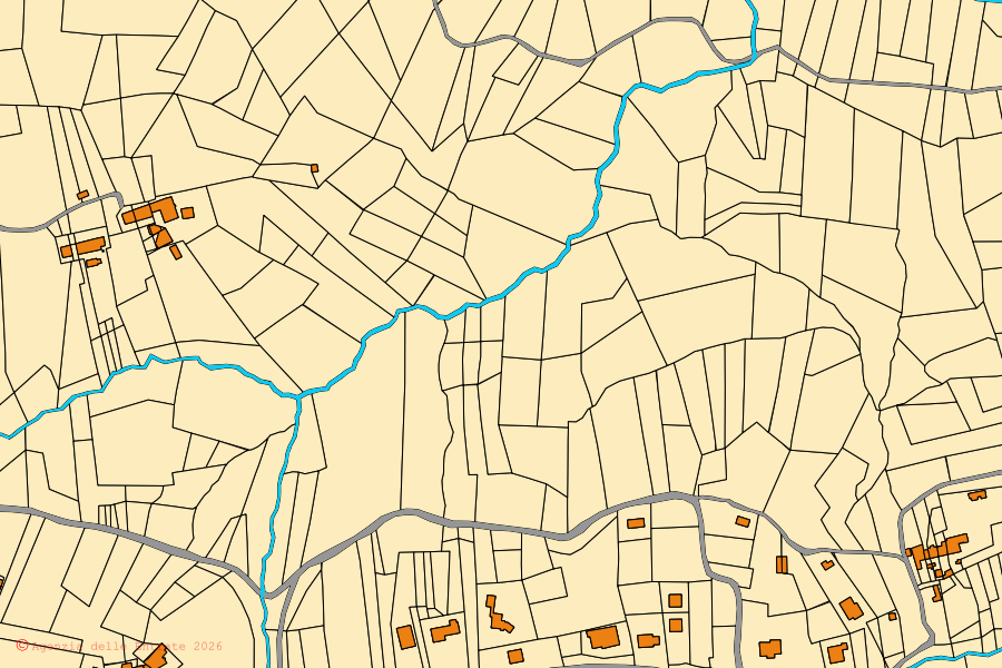 Mappa catastale del centro di Mongrando: particelle e fabbricati, cartografia Agenzia delle Entrate