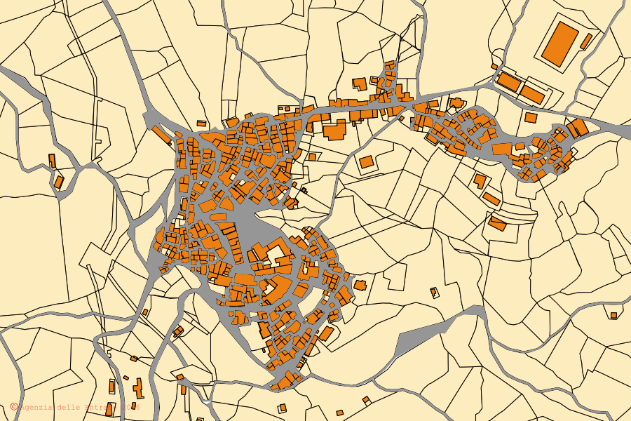Mappa catastale del centro di Mongrassano: particelle e fabbricati, cartografia Agenzia delle Entrate
