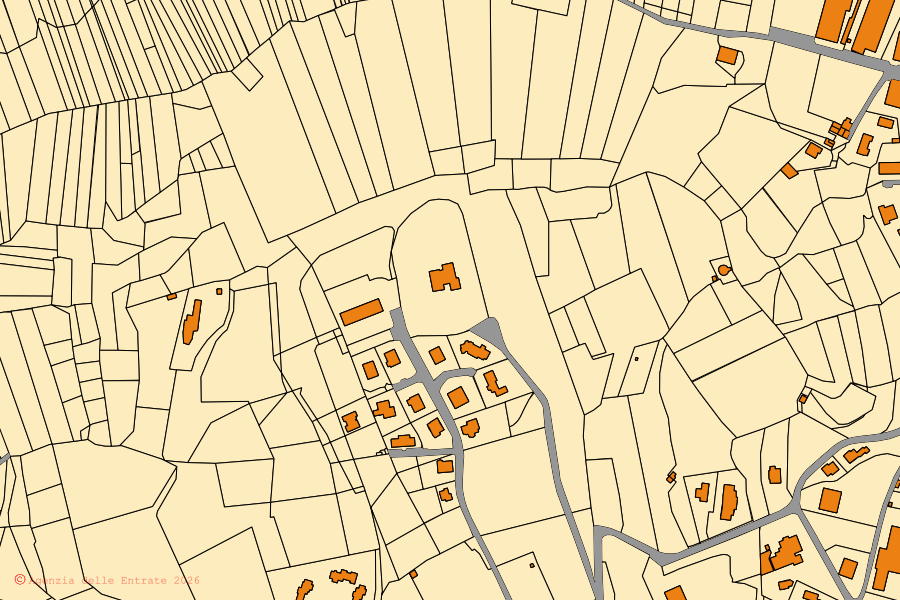 Mappa catastale del centro di Monguzzo: particelle e fabbricati, cartografia Agenzia delle Entrate