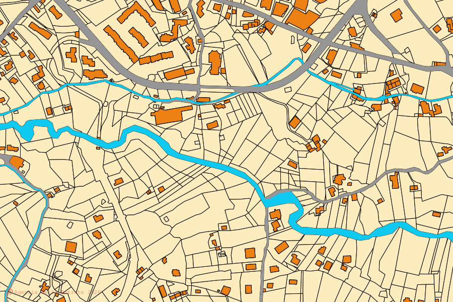 Mappa catastale del centro di Monreale: particelle e fabbricati, cartografia Agenzia delle Entrate