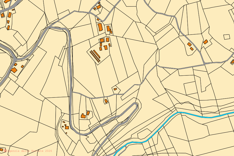 Mappa catastale del centro di Monsampietro Morico: particelle e fabbricati, cartografia Agenzia delle Entrate