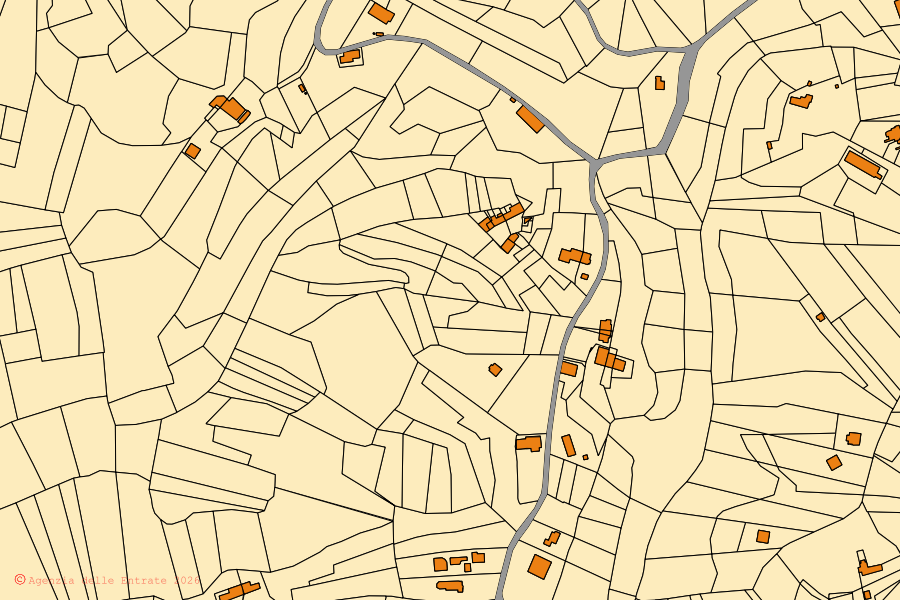 Mappa catastale del centro di Montafia: particelle e fabbricati, cartografia Agenzia delle Entrate