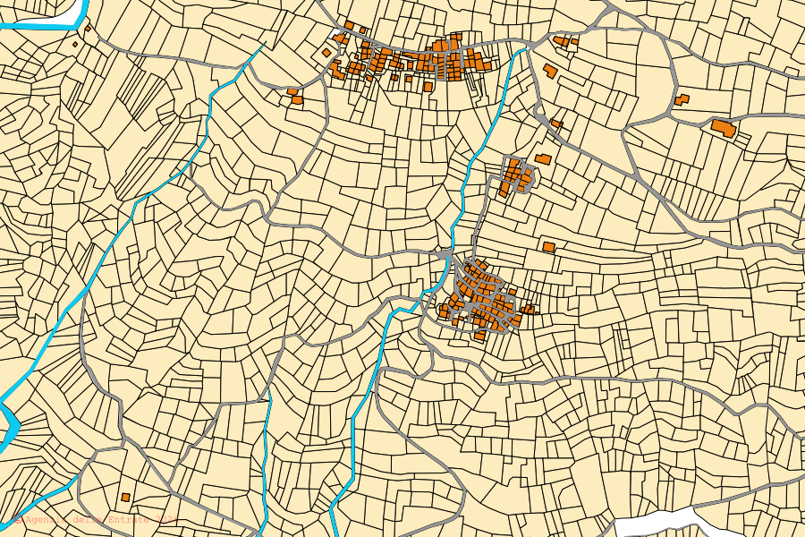 Mappa catastale del centro di Montagna in Valtellina: particelle e fabbricati, cartografia Agenzia delle Entrate