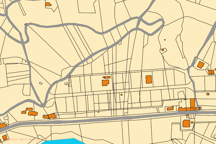 Mappa catastale del centro di Montaguto: particelle e fabbricati, cartografia Agenzia delle Entrate