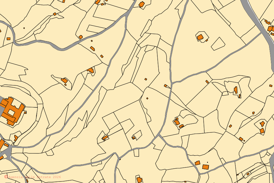 Mappa catastale del centro di Montalcino: particelle e fabbricati, cartografia Agenzia delle Entrate