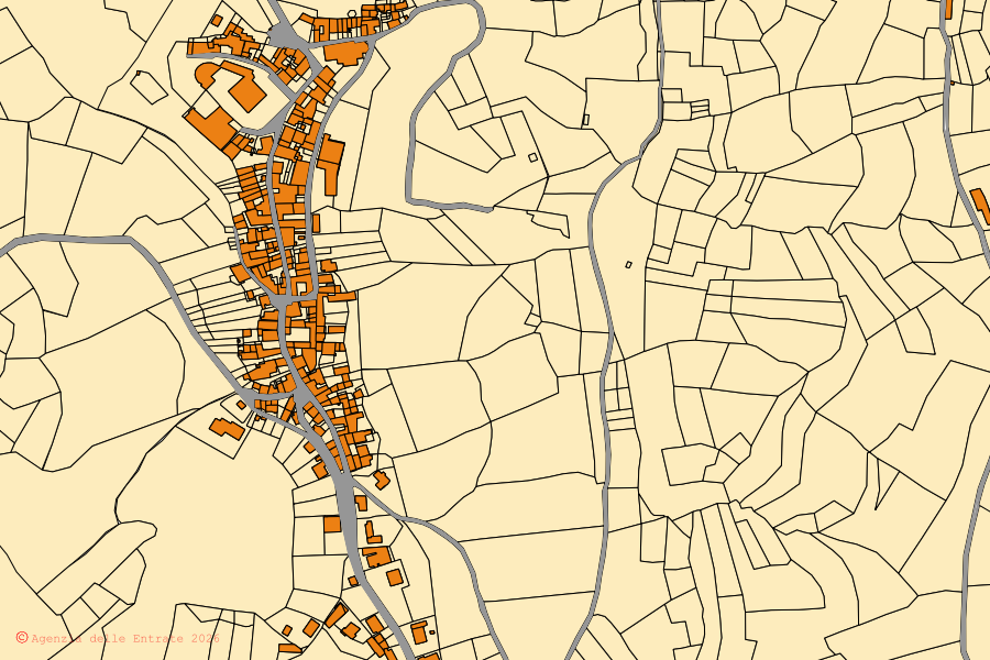 Mappa catastale del centro di Montaldeo: particelle e fabbricati, cartografia Agenzia delle Entrate