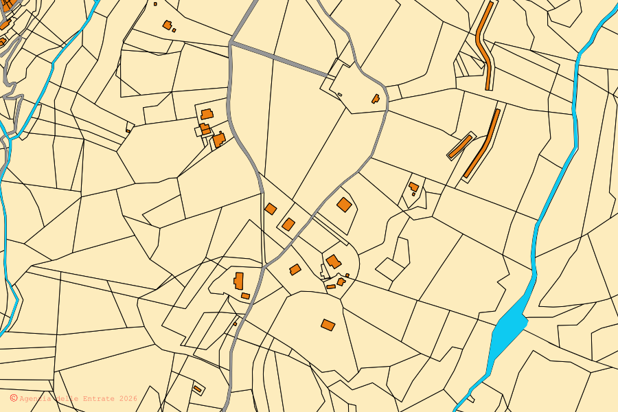 Mappa catastale del centro di Montalto delle Marche: particelle e fabbricati, cartografia Agenzia delle Entrate