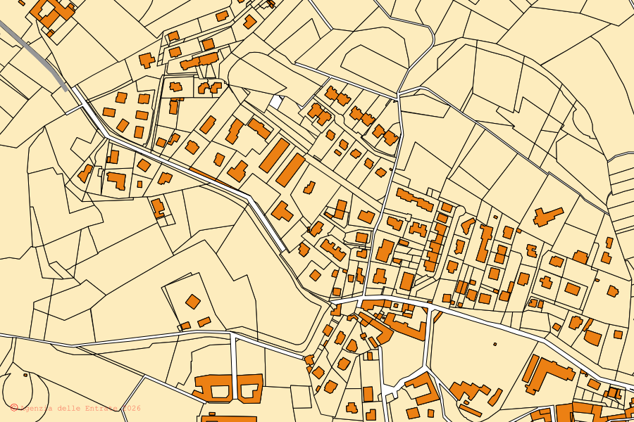 Mappa catastale del centro di Montano Lucino: particelle e fabbricati, cartografia Agenzia delle Entrate
