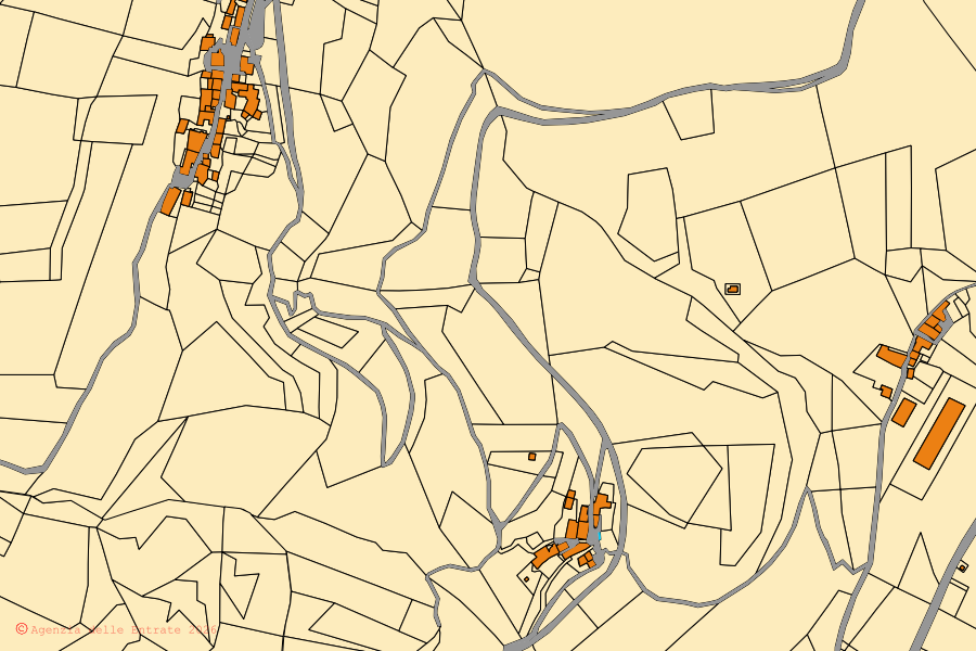 Mappa catastale del centro di Monte Cavallo: particelle e fabbricati, cartografia Agenzia delle Entrate