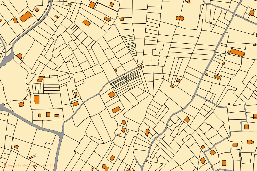 Mappa catastale del centro di Monte Compatri: particelle e fabbricati, cartografia Agenzia delle Entrate