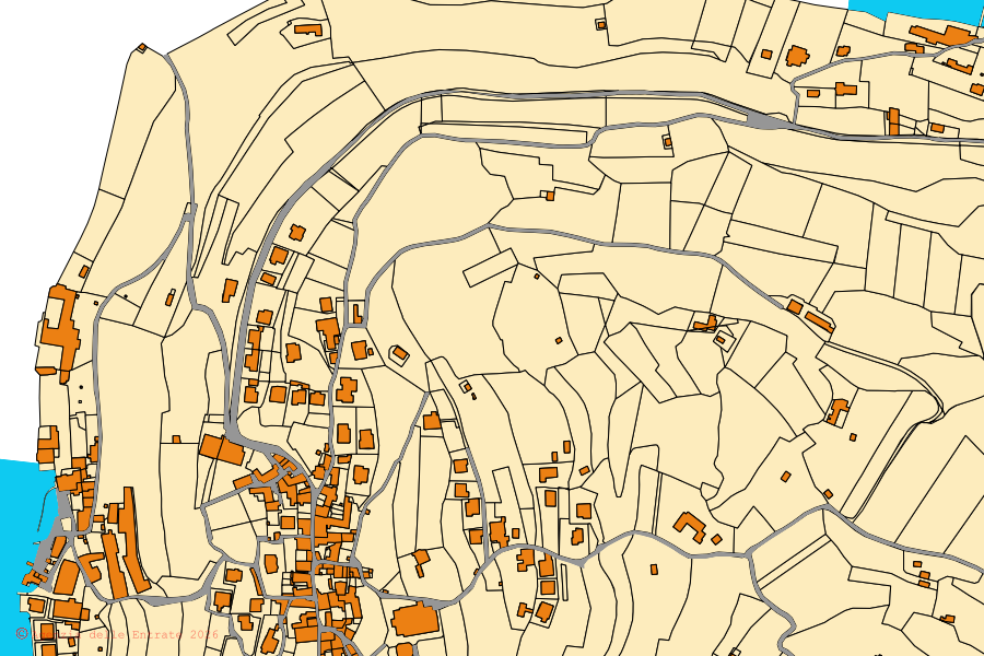 Mappa catastale del centro di Monte Isola: particelle e fabbricati, cartografia Agenzia delle Entrate