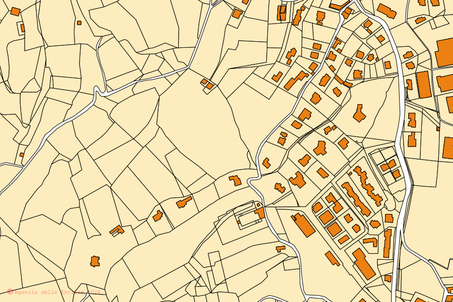 Mappa catastale del centro di Monte Marenzo: particelle e fabbricati, cartografia Agenzia delle Entrate