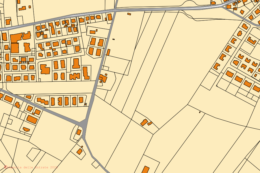 Mappa catastale del centro di Monte Roberto: particelle e fabbricati, cartografia Agenzia delle Entrate